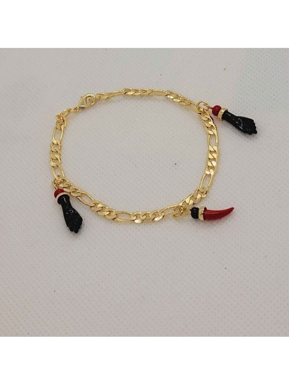 Brand New Brazilian 18k Gold Filled Figa Hand and Pepper Bracelet